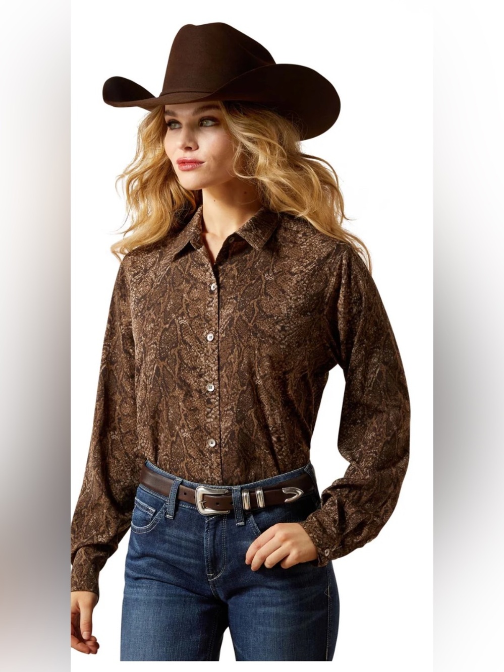 Ariat Ladies Homestyle Desert Snake Print Button Down Shirt
